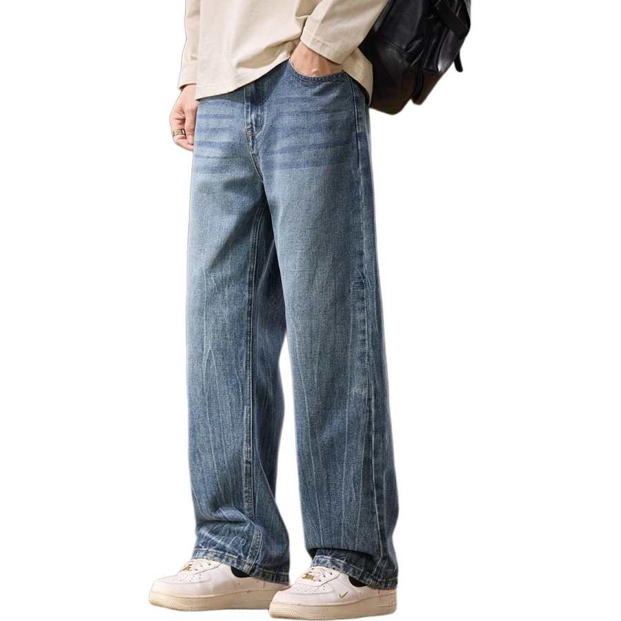 Tonlion Jeans Unisex Denim Blue Moderate Wide Leg Pants