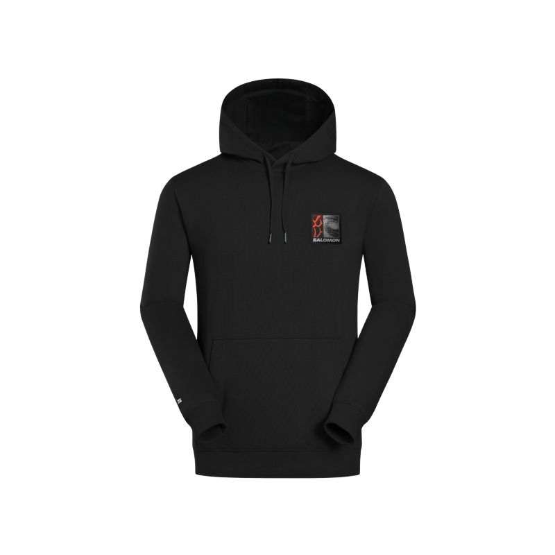 SALOMON Sweatshirts Unisex Pitch Black Hooded Non Detachable Moderate