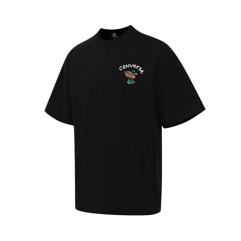 Converse Converse T Shirts Men's Black Crew Neck Moderate
