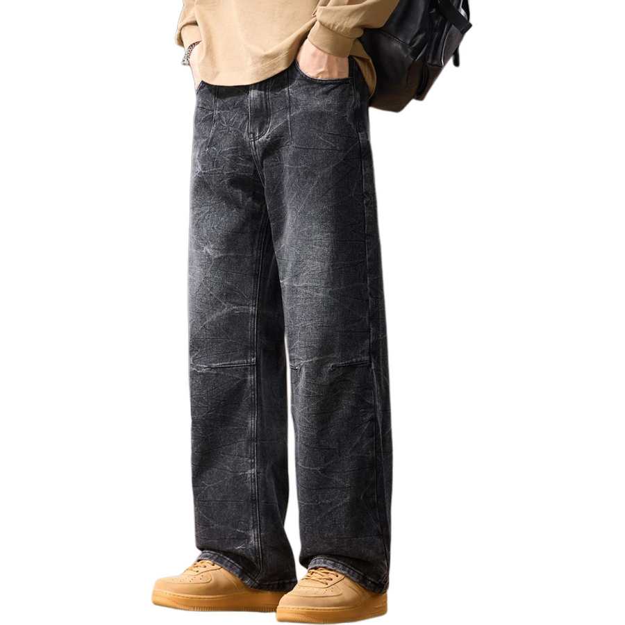 Tonlion Jeans Unisex Gray Moderate Wide Leg Pants