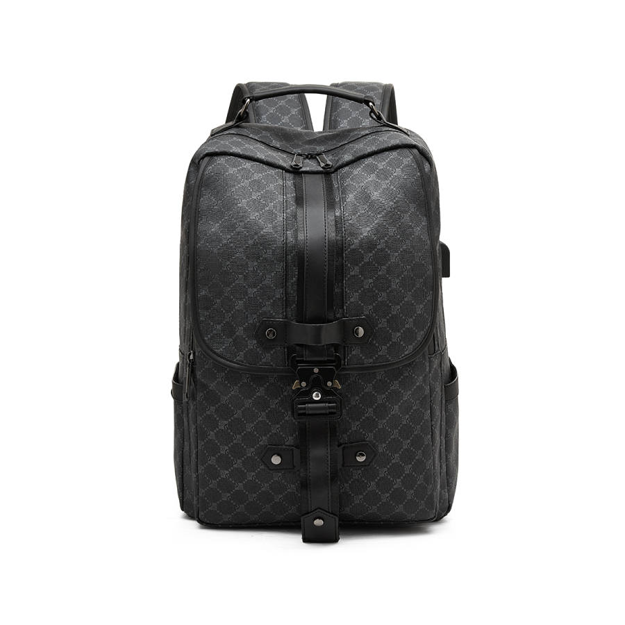 LAORENTOU LAORENTOU Synthetic Leather Backpack Regular Men's Black