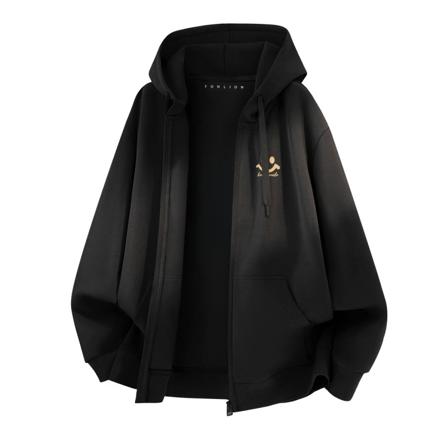Tonlion Sweatshirts Unisex Hooded Moderate Cardigan