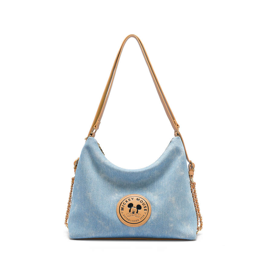 Disney Mickey Mouse Fabric Shoulder Bag Large Women's Blue