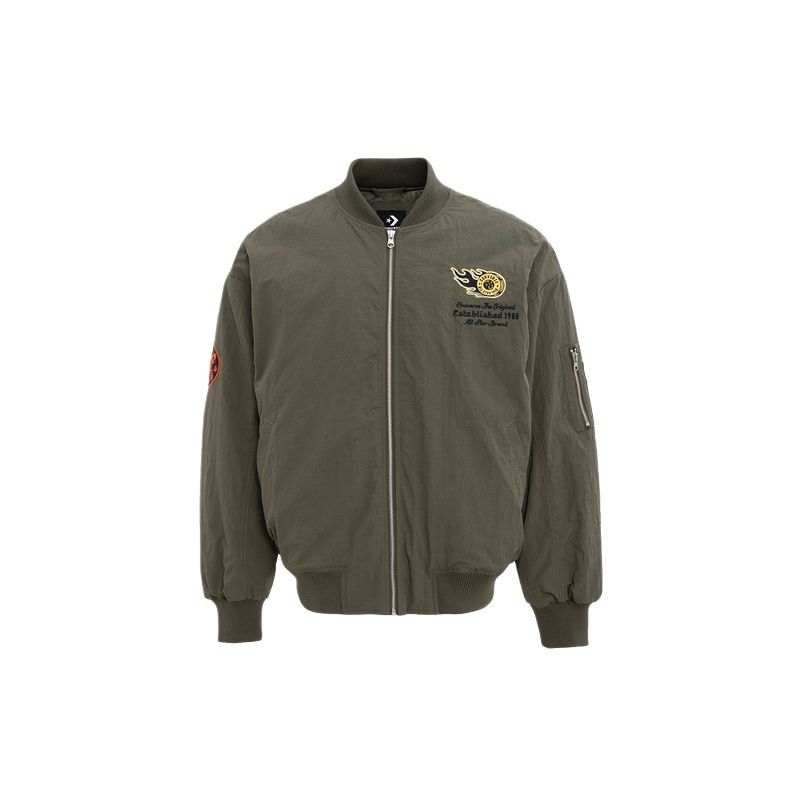 Converse Converse Puffer Jackets Men's Army Green Stand Collar Moderate