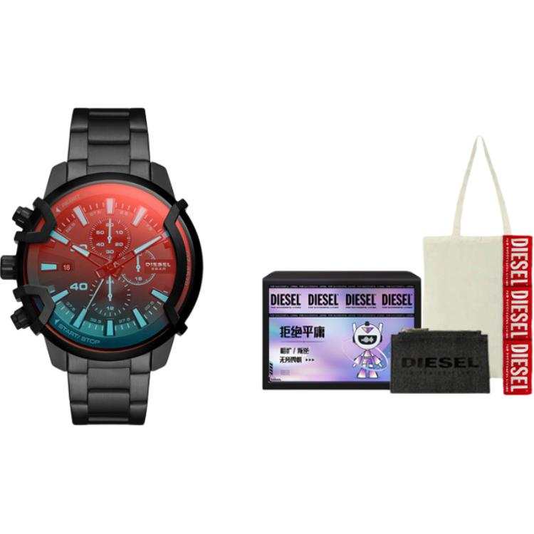 DIESEL Bull King Collection Wrist Watches Quartz Movement Steel Strap Black Dial Men's Watches