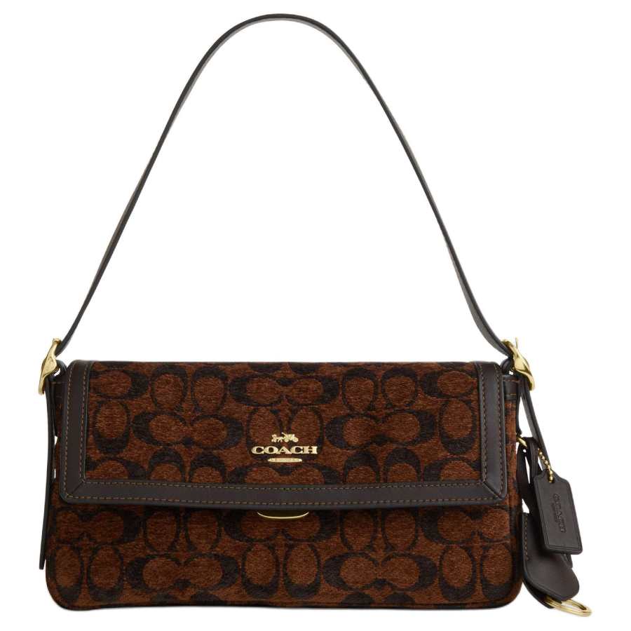 COACH COACH Etta Fabric Shoulder Bag Medium Women's Truffle Brown