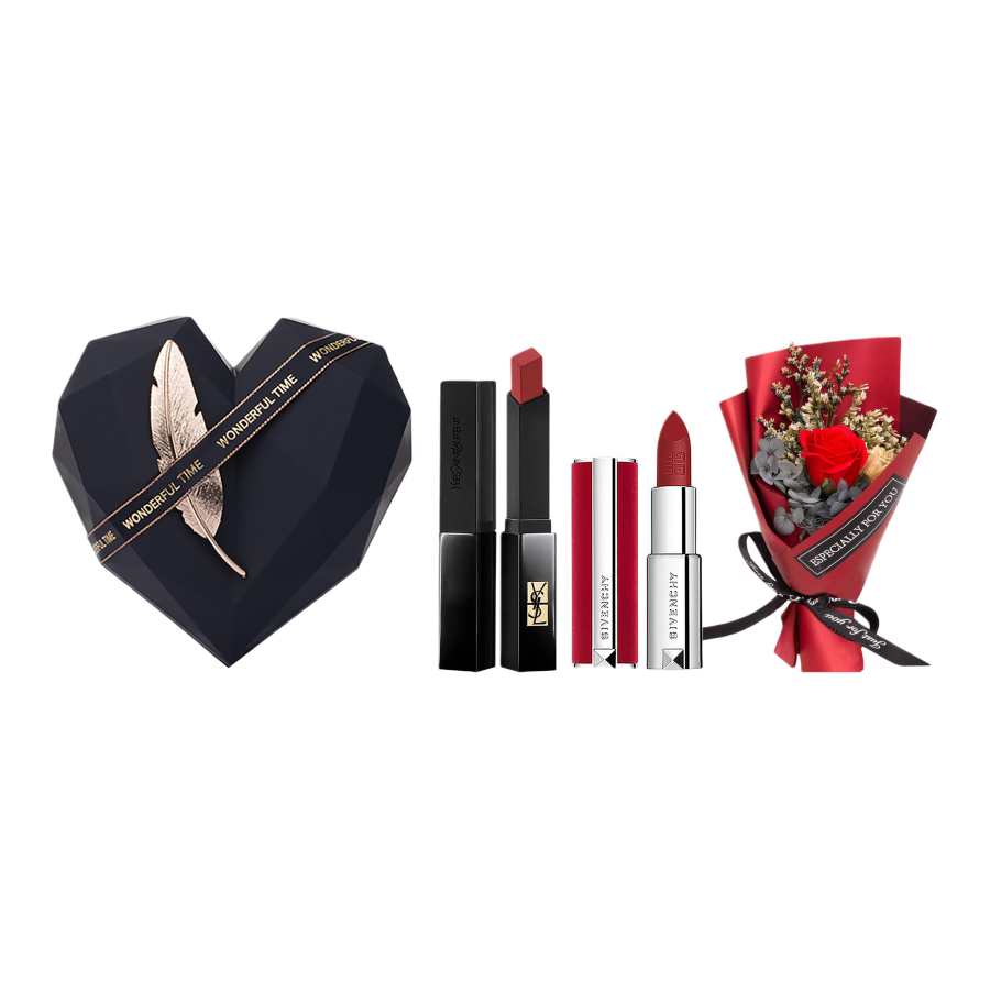 SAINT LAURENT Sample Set, Gold Bar Makeup Set Starry Sky Rose Box Easy to Blend Long Lasting Matte