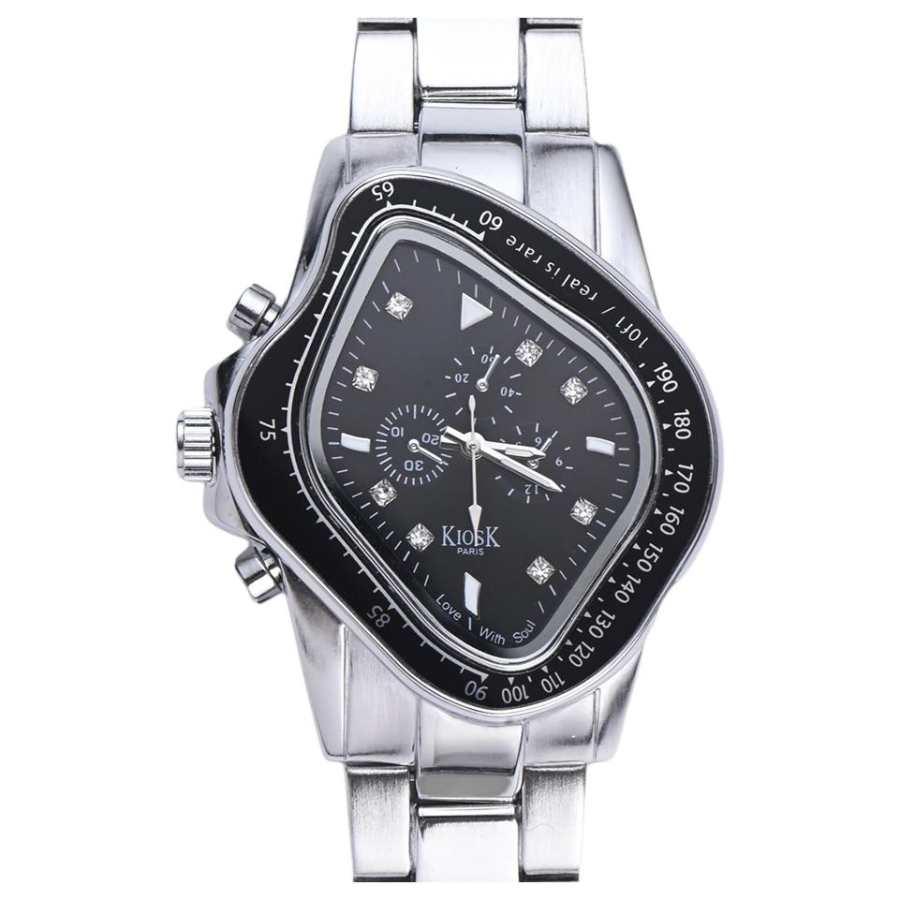 KIOSK Irregular Shape Niche Concept Watch Quartz Movement Stainless Steel Strap Watch Unisex Blue Dial