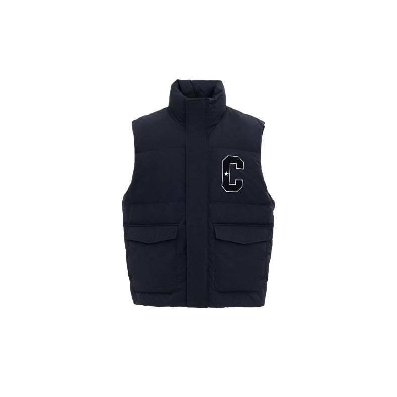 Converse Converse Down Vests Unisex Marine Blue Stand Collar Moderate