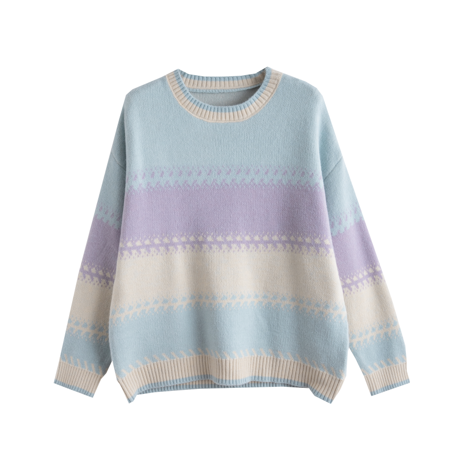 Tonlion Knitwear Women's Light Blue Crew Neck Moderate Other