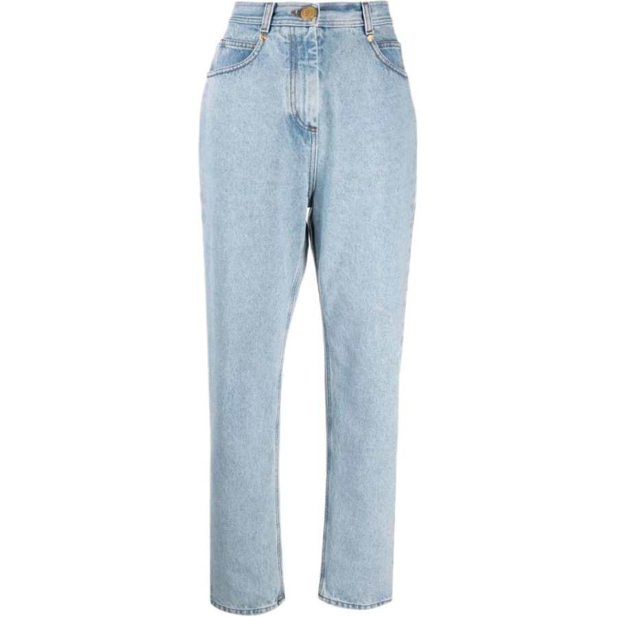 BALMAIN 【Previous Season】logo patch high-waisted jeans