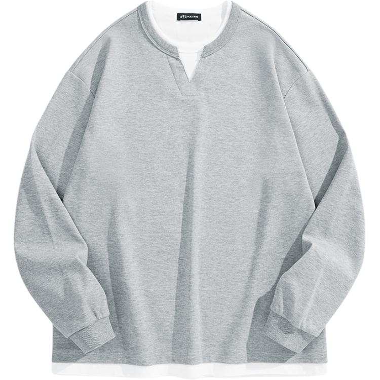 PEACEBIRD MEN Loose Fit Henry Collar Pullover Sweatshirt Men's