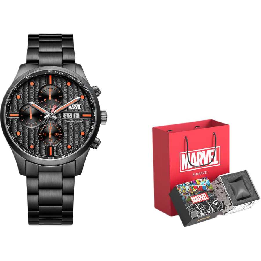 MARVEL MARVEL Heartstrings Collection Automatic Mechanical Movement Steel Strap Watch Men's Watches Black Dial