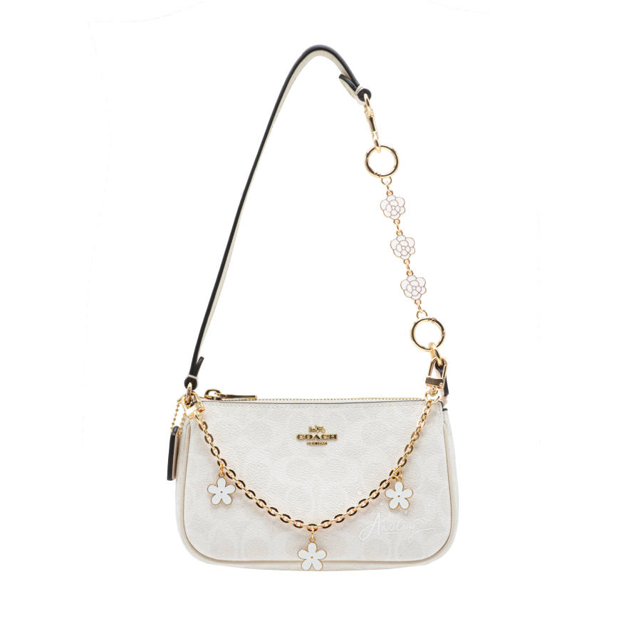 COACH Nolita Artificial Leather Cool Play Koala, White Mahjong One Shoulder Handbag Small Women's White