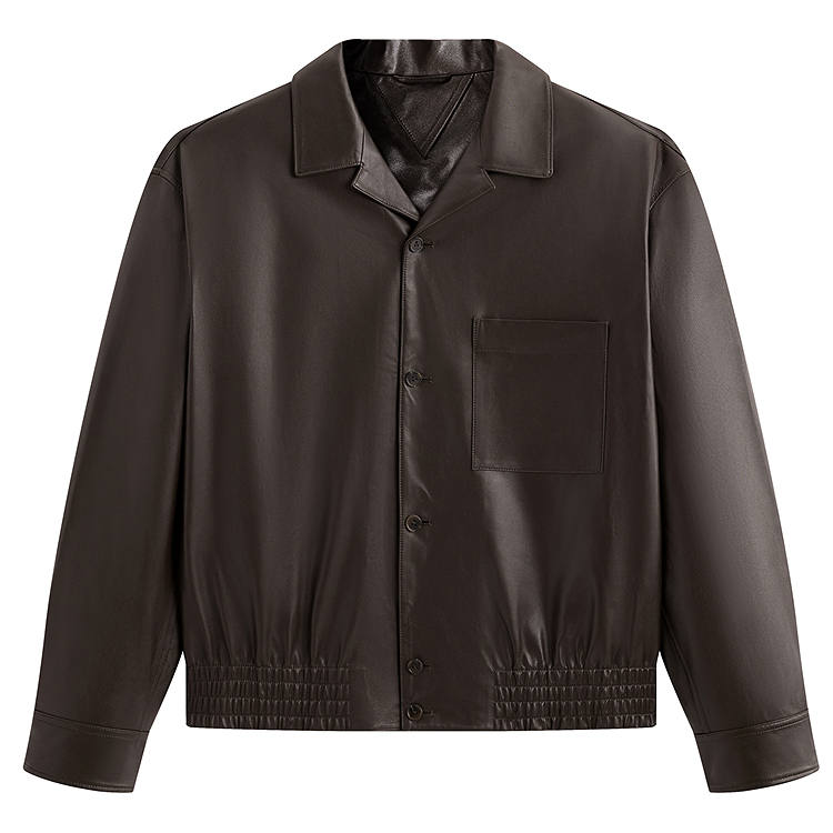 PEACEBIRD MEN Sharpness Leather Jacket Goatskin Genuine Leather Brown Jacket Men's