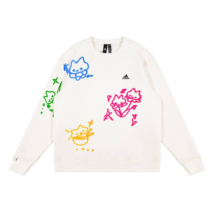 Adidas Adidas Sweatshirts Unisex White Crew Neck Moderate Regular