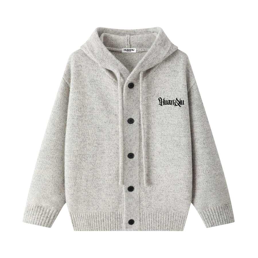 HUANQIU Knitwear Unisex Hooded Moderate Cardigan