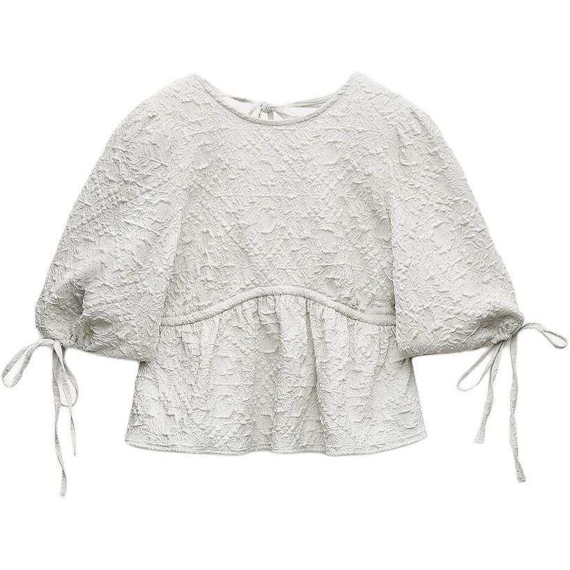 ZARA Shirts Women's Light Gray Crew Neck Moderate