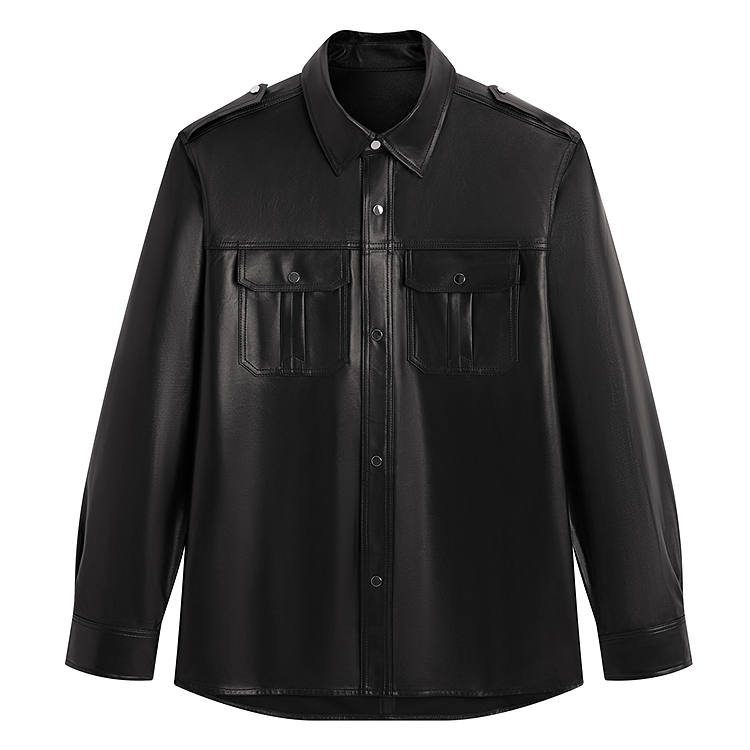 PEACEBIRD MEN Sharpness Leather Jacket Shirt Style Sheepskin Jacket Men's