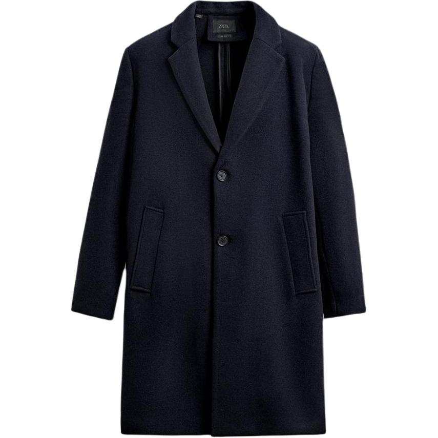 ZARA Coats Men's Sea Blue Suit Collar Moderate