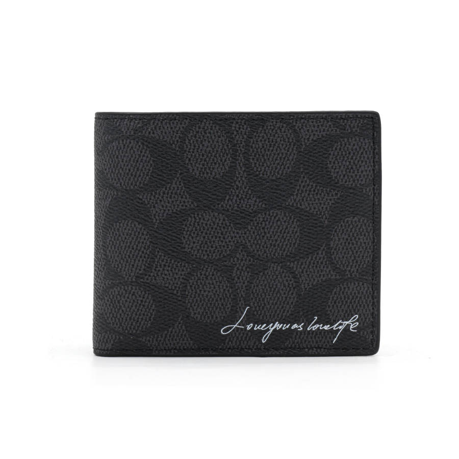 COACH Billfold Wallet Coated Canvas Cool Play Koala, Love You Wallet Men's Black