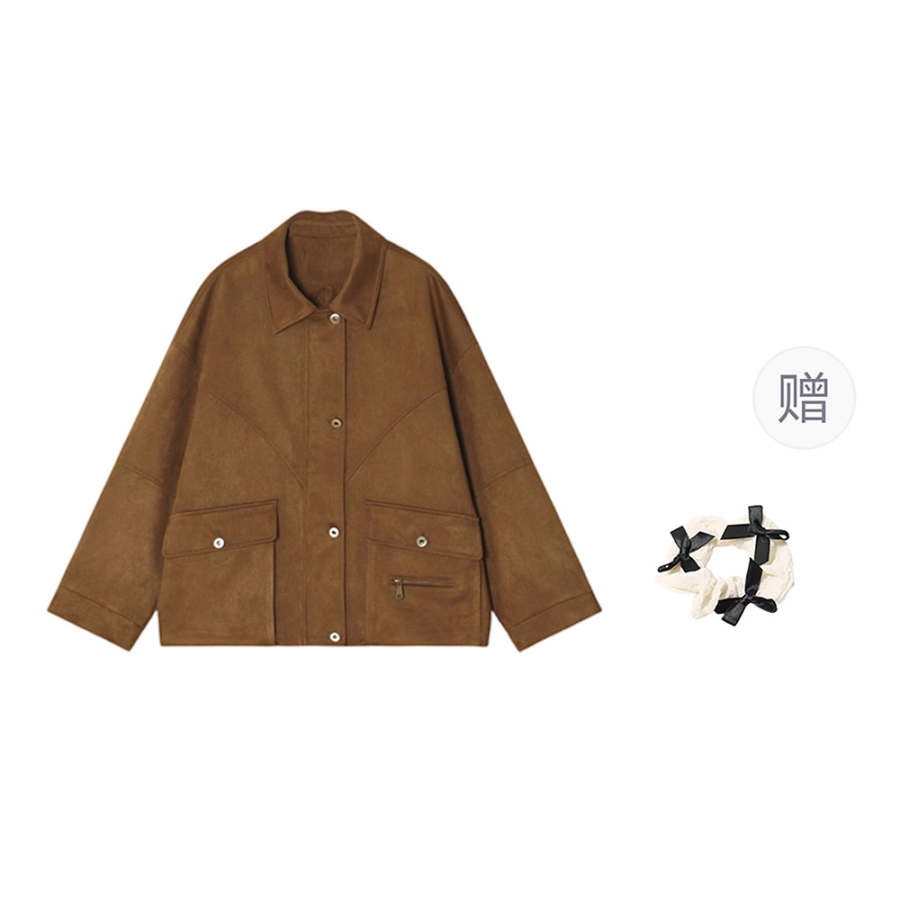 CPAURA Jackets Women's Umber+Hair Tie Comes With Lapel Moderate Workwear
