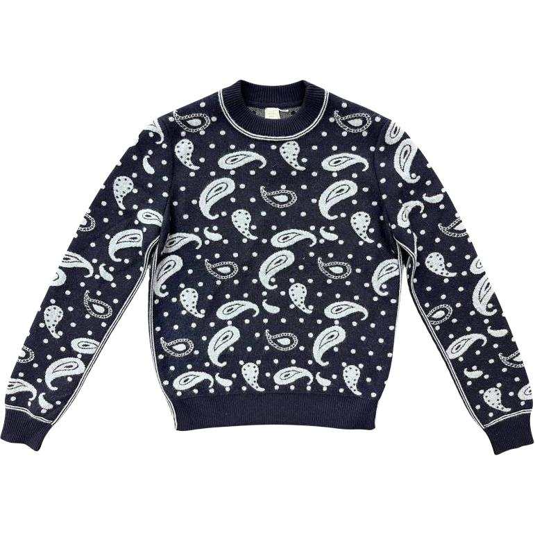 HERMES HERMES Knitwear Women's Dark Blue Crew Neck Moderate Straight Fit