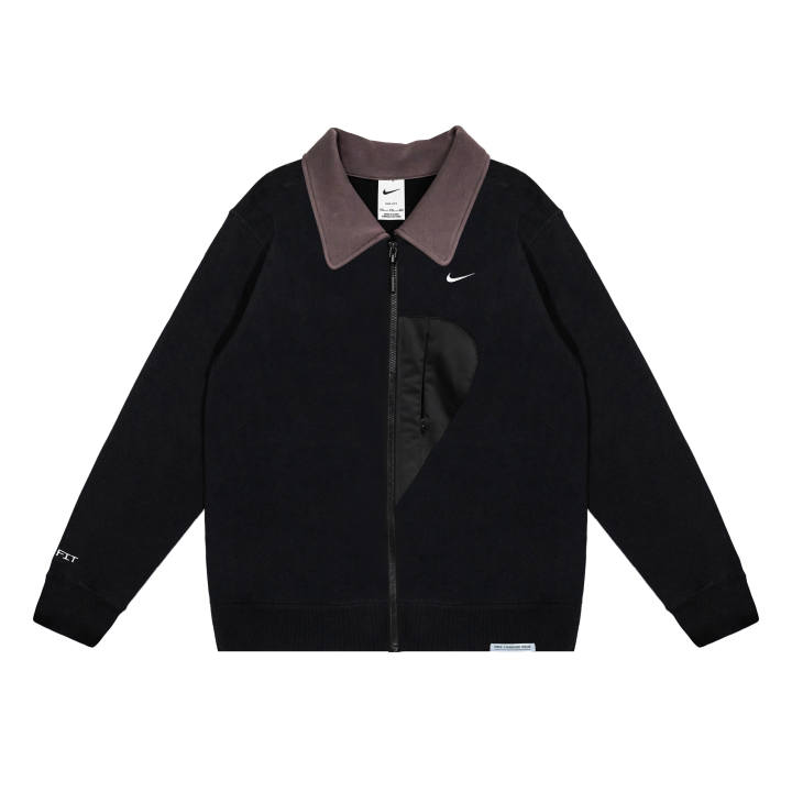 Nike Nike Dri Fit Sweatshirts Unisex Black Lapel Moderate Regular