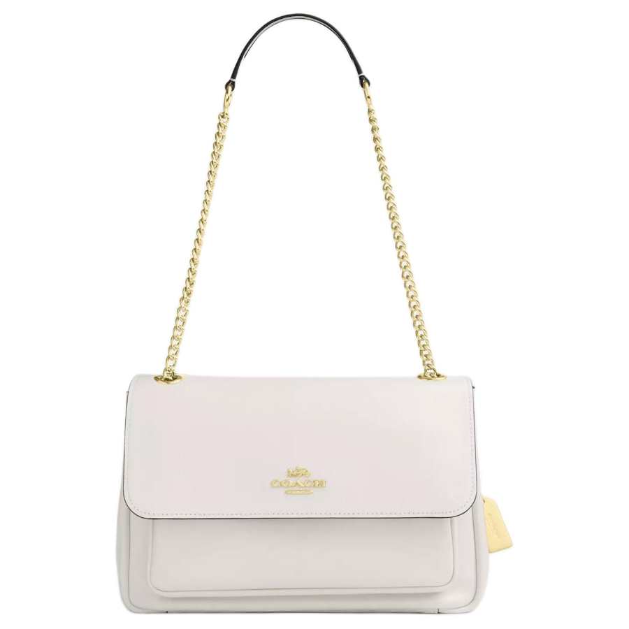COACH Leather Shoulder Bag Large Women's Chalk White