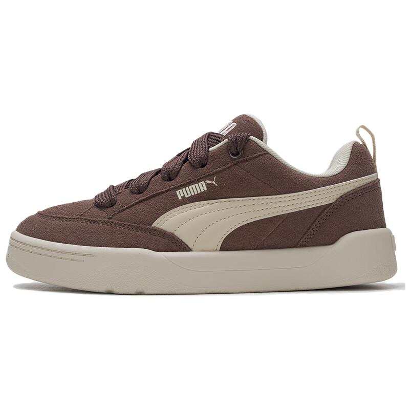 PUMA Park Lifestyle Cow Split Leather Abrasion Resistant Low top Casual Shoes Unisex Brown