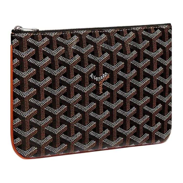 GOYARD Canvas With Calfskin Key Pouch Nano Unisex Black & Brown