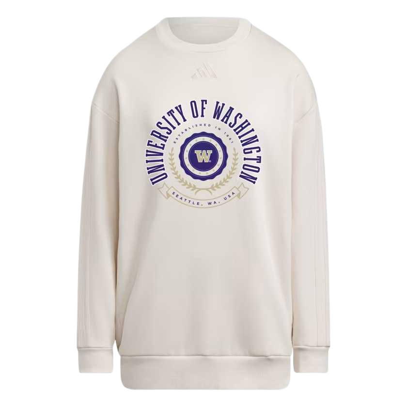 Adidas Adidas Free Shipping With AdiClub Washington Huskies Women's Exclusive 3 Stripes Oversized Crew