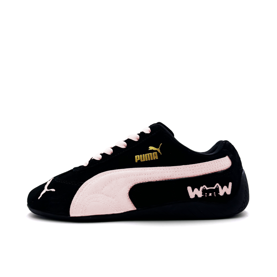 PUMA Speedcat Black Pink Meow Language Low top Racing Shoes Unisex