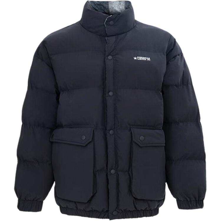 Converse Converse Puffer Jackets Unisex Black/White Lapel Moderate