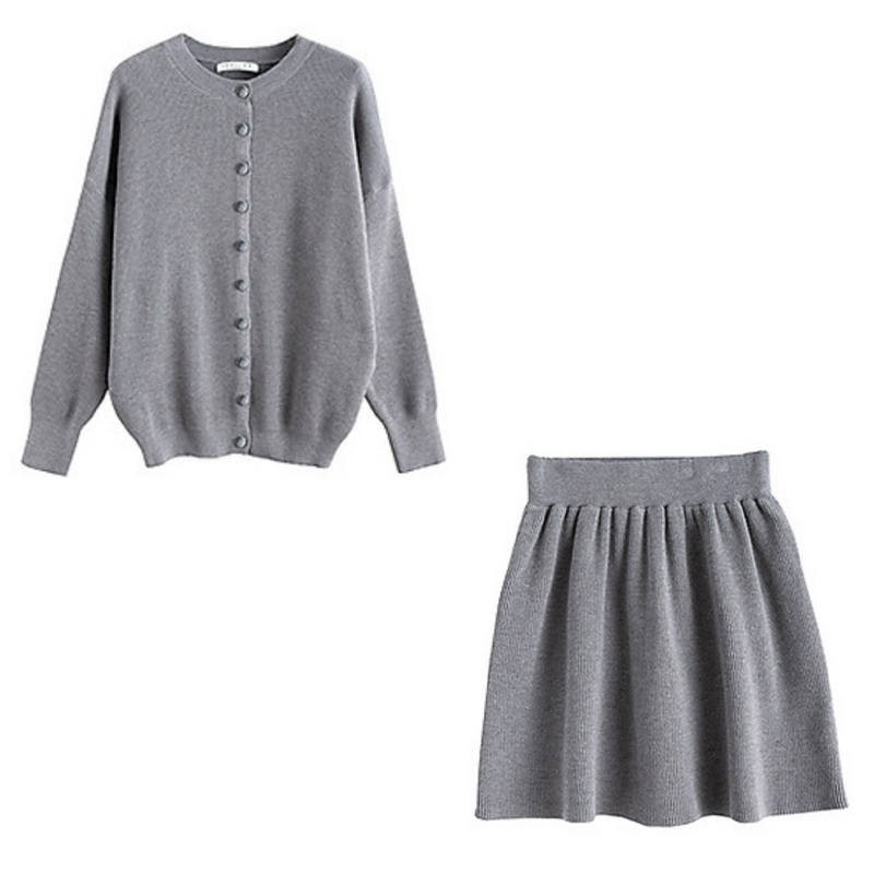 Tonlion Two Piece Skirt Sets Women's Crew Neck Moderate Short