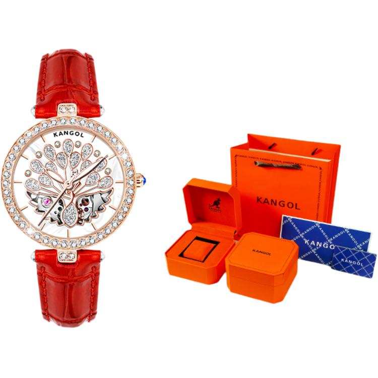 KANGOL Manual Mechanical Movement Genuine Leather Strap Watch Women's Watch White Dial KANGOL K133