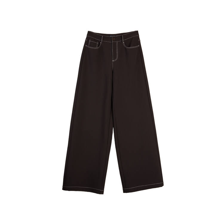 ELLE Casual Pants Women's Coffee Thickened Straight Fit Pants