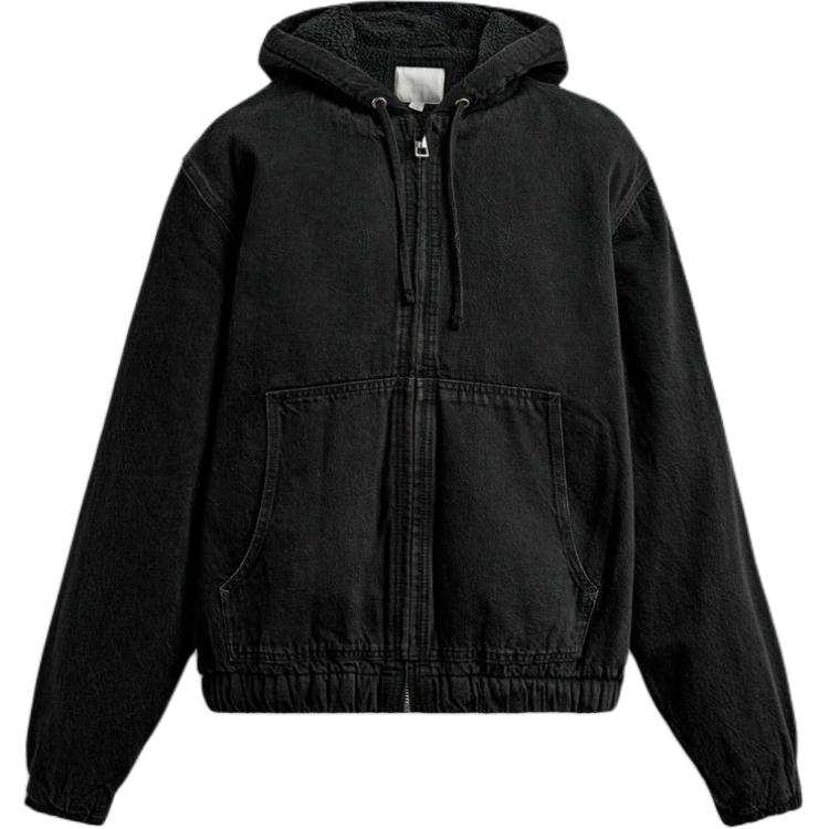 ZARA Denim Jackets Men's Carbon Hooded Non Detachable Moderate Straight Fit