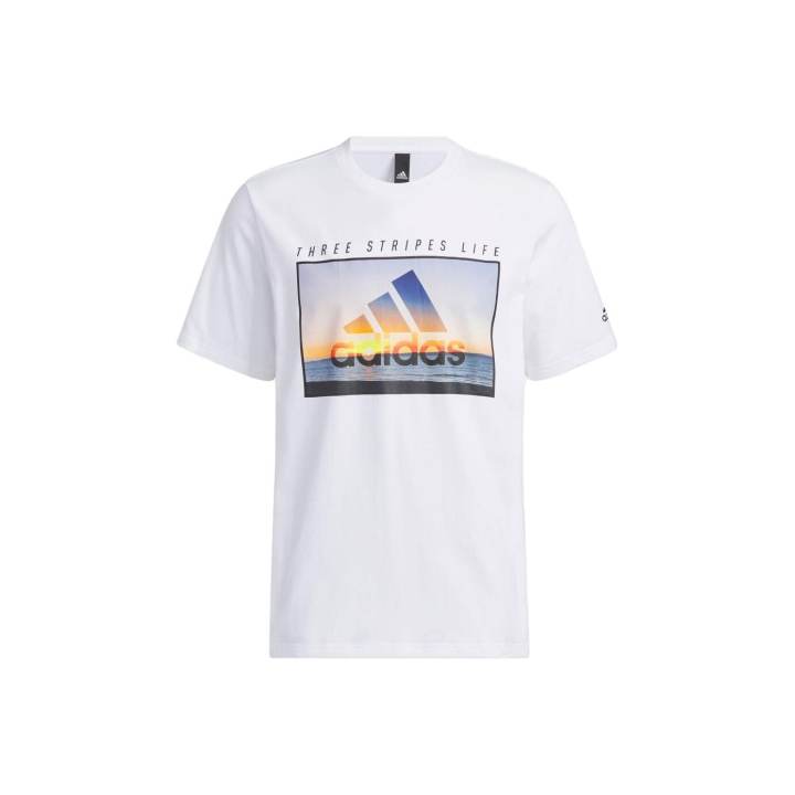 Adidas Adidas T Shirts Men's White Crew Neck Moderate Straight Fit