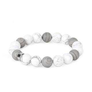 FOUNDIN Warm White Turquoise Matte Silver Vein Beaded Bracelets Unisex