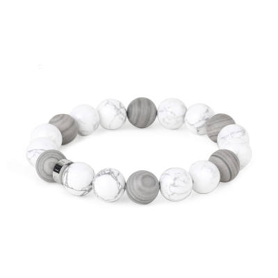 FOUNDIN Warm White Turquoise Matte Silver Vein Beaded Bracelets Unisex
