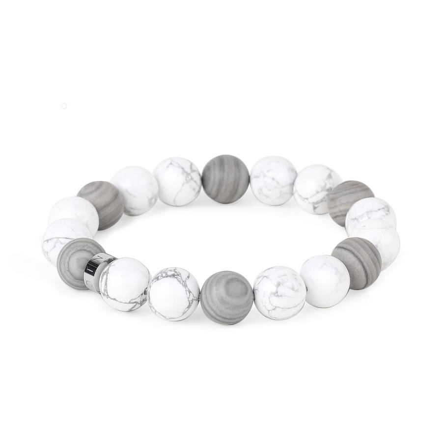 FOUNDIN FOUNDIN Warm White Turquoise Matte Silver Vein Beaded Bracelets Unisex