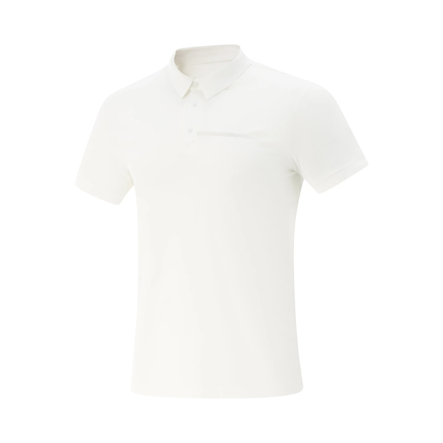 Li-Ning Li Ning Polo Shirts Men's Champagne White Polo Collar Moderate Straight Fit