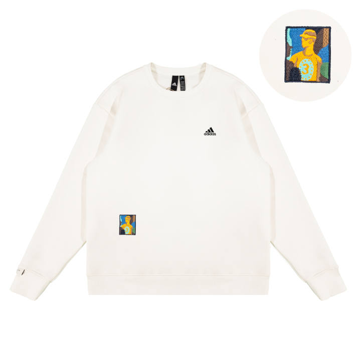 Adidas Adidas LABEL Sweatshirts Unisex White Crew Neck Moderate Regular
