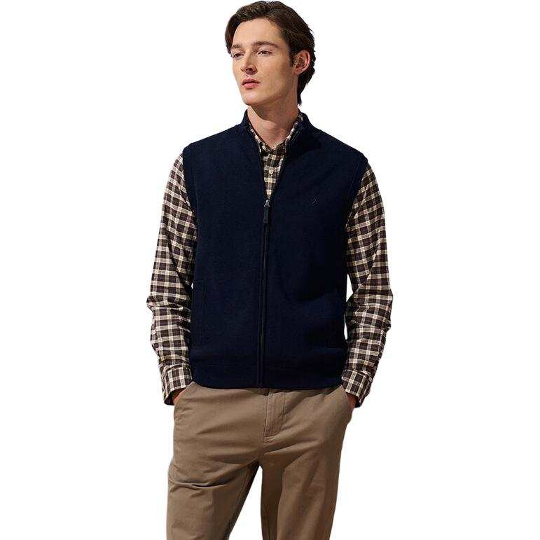 NAUTICA Vests Men's Navy Blue 4NV Stand Collar Moderate Other