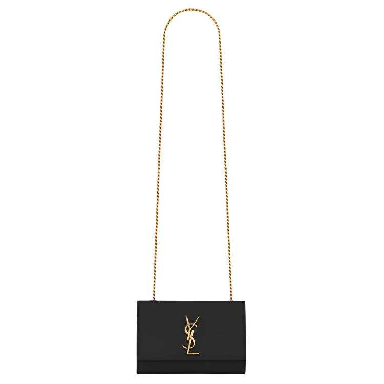 SAINT LAURENT Kate Grained Calfskin Shoulder Bag Small Women's Black