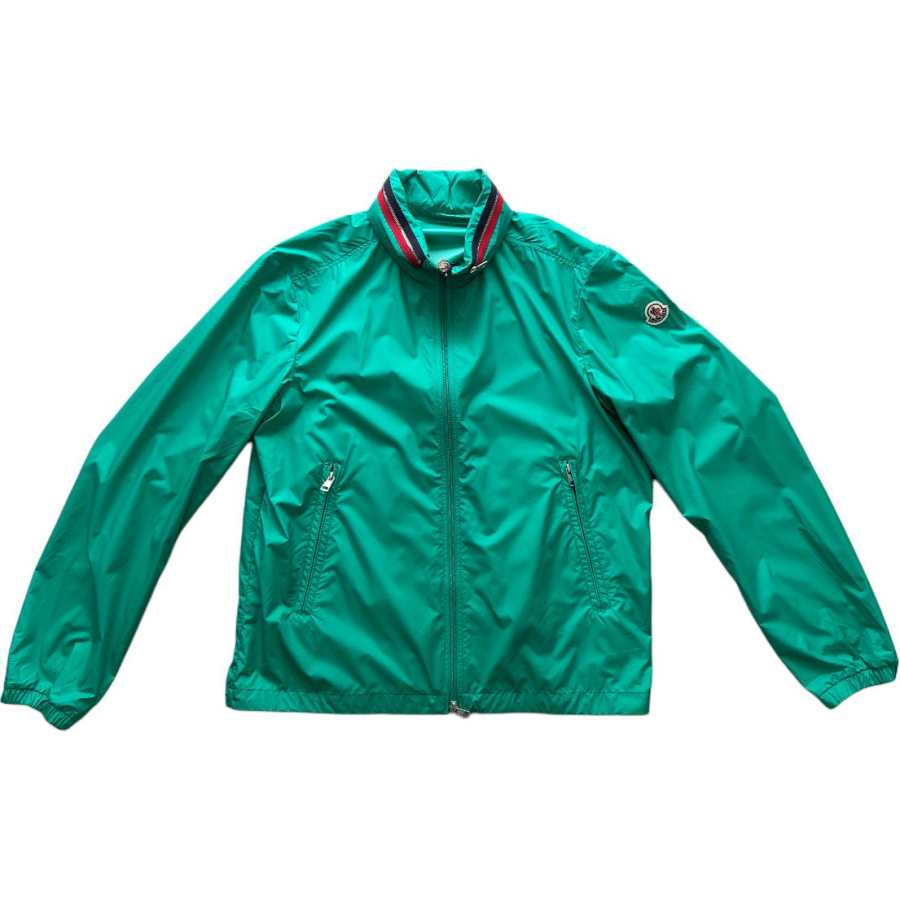 Moncler Jackets Men's Green Stand Collar Moderate Straight Fit