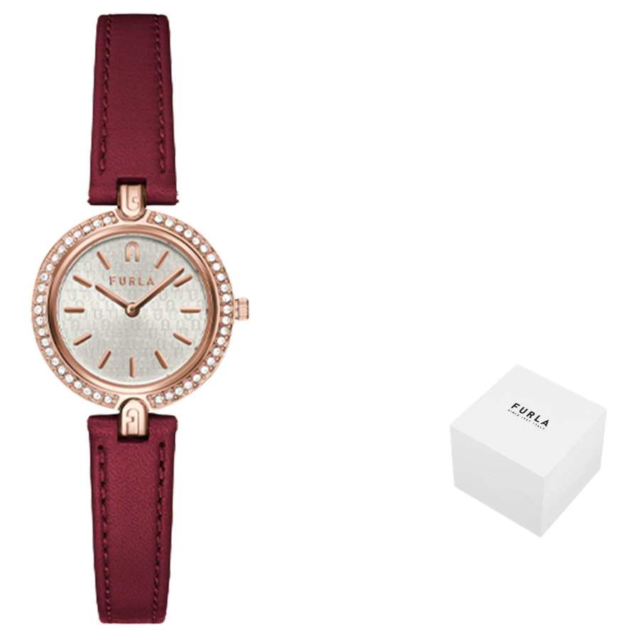 Furla HERITAGE Wrist Watches Quartz Movement Genuine Leather Strap 28mm Silver Dial Women's Watch
