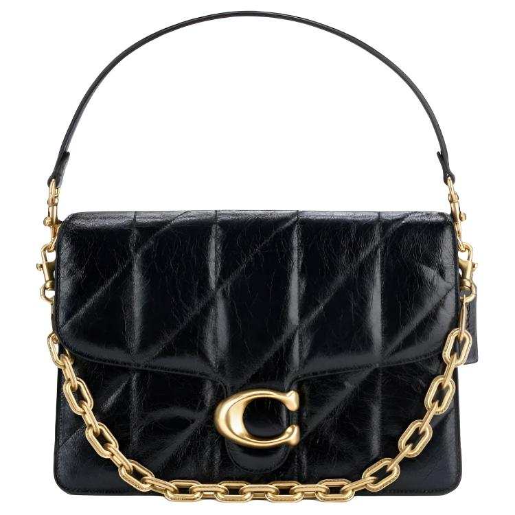 COACH ChainTabby Cow Leather Shoulder Bag Large Women's Black