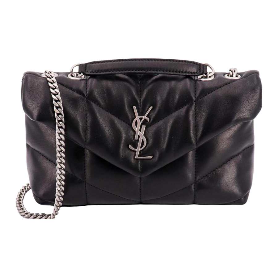 SAINT LAURENT PUFFER Leather Shoulder Bag Mini Women's Black